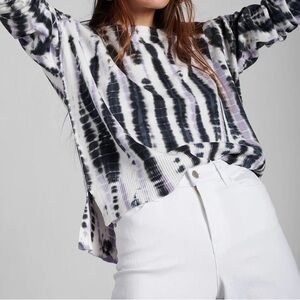 Anthro Sanctuary Sunset Tie-Dye Lightweight Crewneck Sweater Lilac and Navy $150